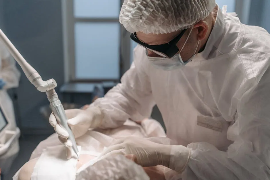 Web-admin at PS Dermatology and Surgery performs Mohs surgery on a patient. The image relates to Mohs Surgery vs SRT for Skin Cancer Treatment in Bridgewater, NJ.